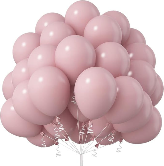 Pink Balloons, 12 Inch 50 Pcs Boho Blush Pink Party Balloon Dusty Rose Nude Pink Balloons Retro Vintage Pink Latex Helium Balloons for Girls Baby Shower Anniversary Wedding Birthday Party Decor