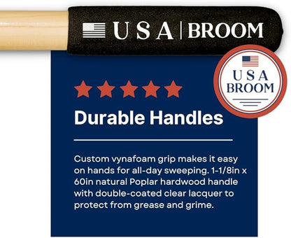 USA Broom 4 Pack Bundle – Heavy Duty Outdoor Push Brooms. Ideal for Asphalt, Concrete & Heavy Debris. Durable American-Made Construction with Steel Brackets and Stainless Steel Hardware, No Plastic