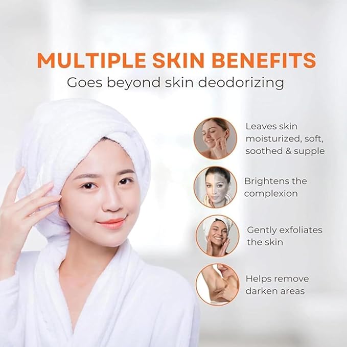 Swarva Deodorizing Persimmon Soap, Natural Face and Body Cleanser, Moisturizing Formula for All Skin Types, Odor Neutralizing, With foaming net