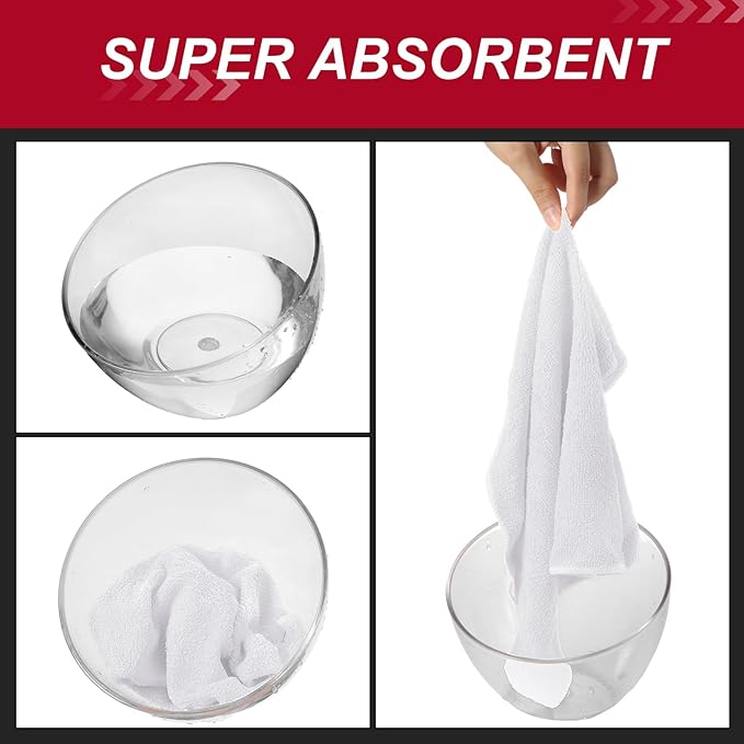 Oudain 200 Pcs Microfiber Cleaning Cloth 16x16 Inch Microfiber Towels for Car Ultra Absorbent Cleaning Rags Reusable Lint Free Streak Free Detailing Towel for Car Washing Drying Dusting (White)