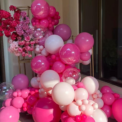Pink Balloons, 100pcs Light Pink and Hot Pink Latex Balloons 12 Inch w/Ribbon for Women Grils Birthday Graduation Bachelorette Baby Shower Princess Anniversary Party Decorations