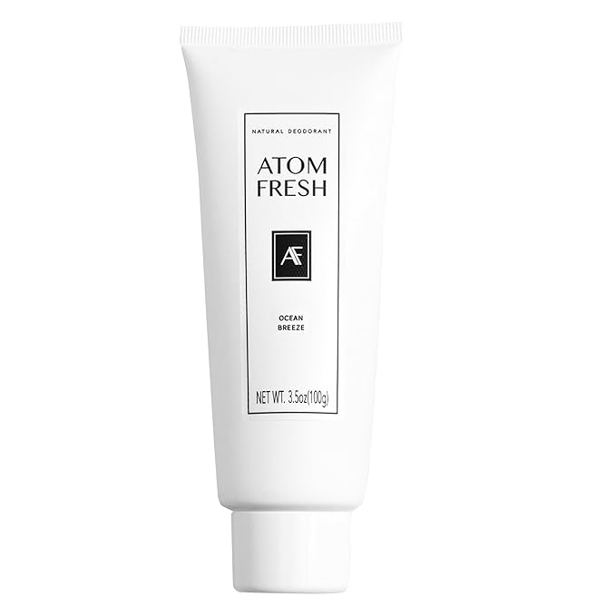 Atom Fresh Natural Whole Body Deodorant Cream – 72H Long-Lasting Odor Control – Aluminum-Free, Baking Soda-Free – With Amino Acids & Probiotics – Fast-Absorbing, No Residue – Ocean Breeze – 3.5 oz