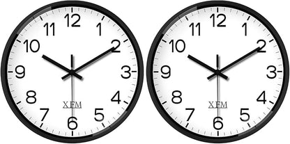 XFM 2 Pack Black Wall Clock 8 Inch Silent Wall Cloks Battery Operated Modern Classic Small Analog Clock for Kitchen Classroom Home Office