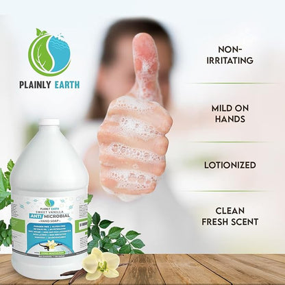 Antimicrobial Liquid Hand Soap (4 x 1 US Gallon) - Antibacterial Soap Refill - Hand Soap Refill Bottle - Cruelty Free Moisturizing Soap, Sweet Vanilla