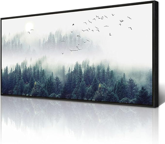 Wapluam Black Framed Wall Decor For Living Room Large Canvas Prints Wall Art For Bedroom Fashion Office Wall Painting Mountain Forest Trees Landscape Pictures Home Decorations Artwork 20x40 In