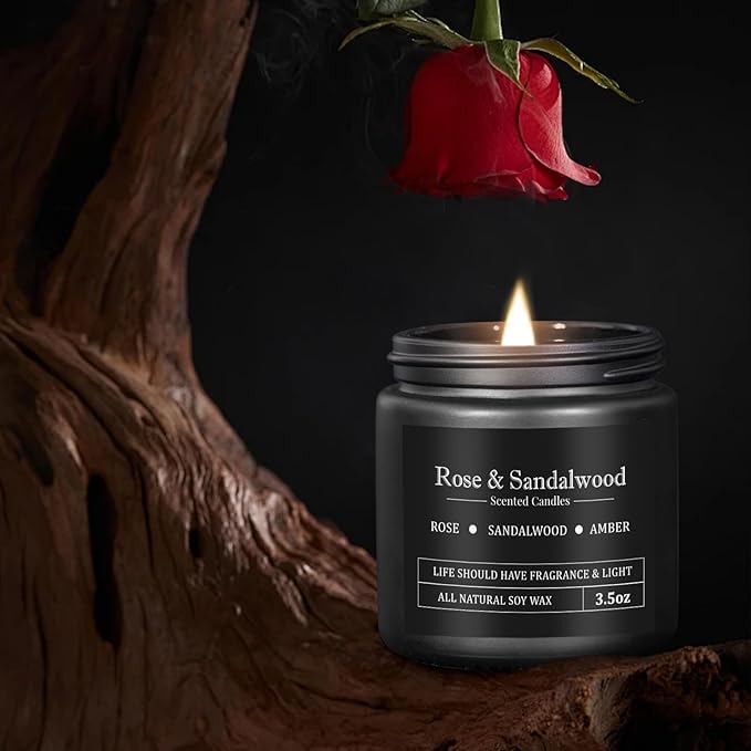 Men's Aromatherapy Gift Set - 8 Candles with Manly Scents (Leather, Smoke, Oak) in Black Candle Jars | Scented Candles for Home, Fall Decor | Perfect for Birthdays, Father's Day | Gifts