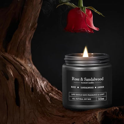 Men's Aromatherapy Gift Set - 8 Candles with Manly Scents (Leather, Smoke, Oak) in Black Candle Jars | Scented Candles for Home, Fall Decor | Perfect for Birthdays, Father's Day | Gifts