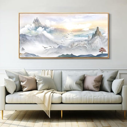 Wood Framed Canvas Wall Art For Living Room Large Size Wall Decorations For Office Abstract Wall Decor For Bedroom Mountain Scenery Wall Painting Artwork Framed pictures Art Home Decor 30" X 60"