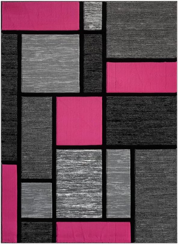 Ultra Soft Area Rug Hand Carved - Modern Abstract Design for Indoor Living Room & Bedroom - Stain Resistant, Easy to Clean - (2'7''x7, Pink)