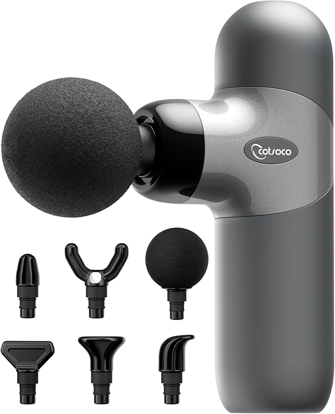 Mini Massage Gun ,Percussion Deep Tissues Muscle Massager, Silicone Material Removable and Washable, Suitable for People with Hyperhidrosis, with 6 Massage Heads 4 Speeds, best gift for her/him