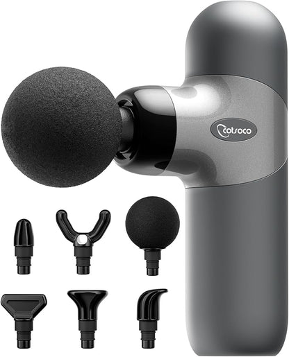 Mini Massage Gun ,Percussion Deep Tissues Muscle Massager, Silicone Material Removable and Washable, Suitable for People with Hyperhidrosis, with 6 Massage Heads 4 Speeds, best gift for her/him