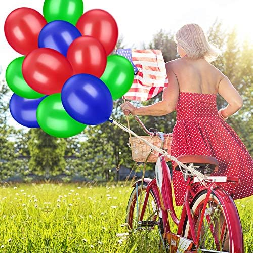TecUnite 100 Pcs Red Blue Green Latex Balloons 13 Inch Colorful Round Balloons for Wedding Birthday Festival Racing Car Poker Card Party Decoration