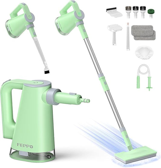 FEPPO Steam Mop & Detachable Handheld Steam Cleaner for Home and Floor Cleaning,15s Heat-Up, 230°F Steamer for Deep Cleaning with Multi-purpose Attachments Hardwood Floors, Tile, Grout,