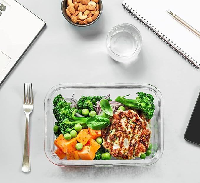 M MCIRCO 30 Pieces Glass Food Storage Containers with Upgraded Snap Locking Lids,Glass Meal Prep Containers Set - Airtight Lunch Containers, Microwave, Oven, Freezer and Dishwasher Friendly (White)
