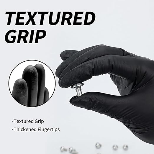 Jointown Disposable Medical Synmax Vinyl Exam Gloves- 4 mil Safty Glove 1000pcs - Latex-Free & Powder-Free - SGBE 8002, Medium (Case of 1000, Black)