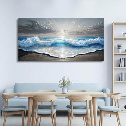 QIYILEXWART Canvas Wall Art For Living Room Wall Decor For Bedroom Office Wall Decoration Ocean Waves Landscape Painting Farmhouse Pictures Artwork Room Aesthetic Home Decor 20x40 In