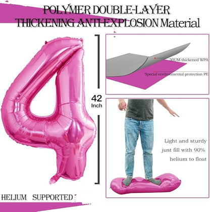 GOER Number 24 Balloons for 24th Birthday Party Decorations,42 Inch Jumbo Foil Helium 42 Balloons for 42nd Birthday Party Decoration (Hot Pink)