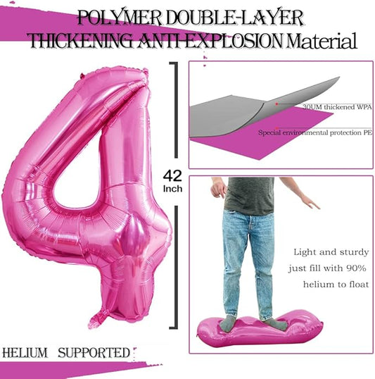 GOER Number 24 Balloons for 24th Birthday Party Decorations,42 Inch Jumbo Foil Helium 42 Balloons for 42nd Birthday Party Decoration (Hot Pink)