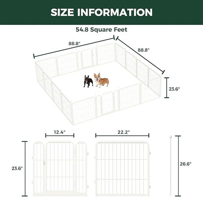 FXW Rollick Unleashed Dog Playpen for Indoor, Yard, RV Camping, 24 inch 16 Panels for Small and Puppy Dogs, White│Patented