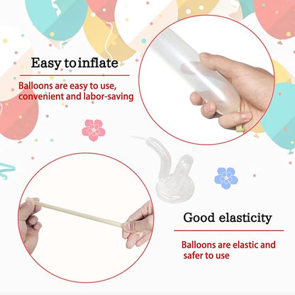 KAWKALSH 260 Clear Long Balloons for Animals, Thickening Skinny Latex Twisting for Arch Modeling Magic Clown Birthday Wedding Party Decorations 100pcs
