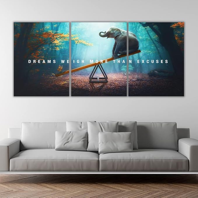 Yetaryy Motivational Poster Inspirational Wall Art 3 Pieces Canvas Painting Lion Artwork for Living Room Office Modern Home Decor Prints Pictures Wall Decor Framed Ready to Hang [48''Wx 24''H]