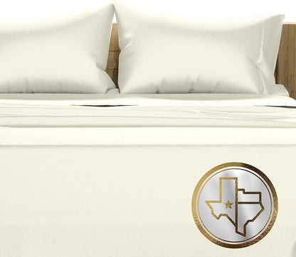 TEXAS LINEN CO. 100% Egyptian Cotton Sheets California King Size - 1000 Thread Count 6 PC Luxury 5-Star Hotel Cal King Sheets, 16" Deep Pocket Sateen Weave, Extra Soft Cooling Bed Sheet Set - Ivory