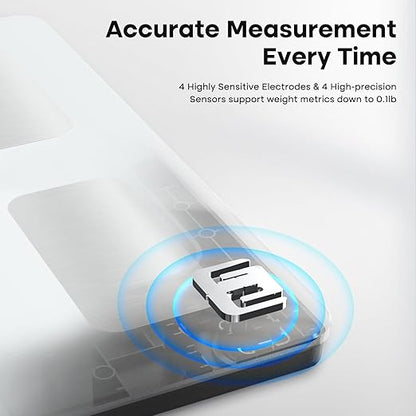 GE Smart Scale for Body Weight, BMI, Body Fat, Muscle Mass, Digital Bathroom Scales Bluetooth Body Composition Monitor Large Platform Accurate Weighing Health Analyzer with App 500lbs, White