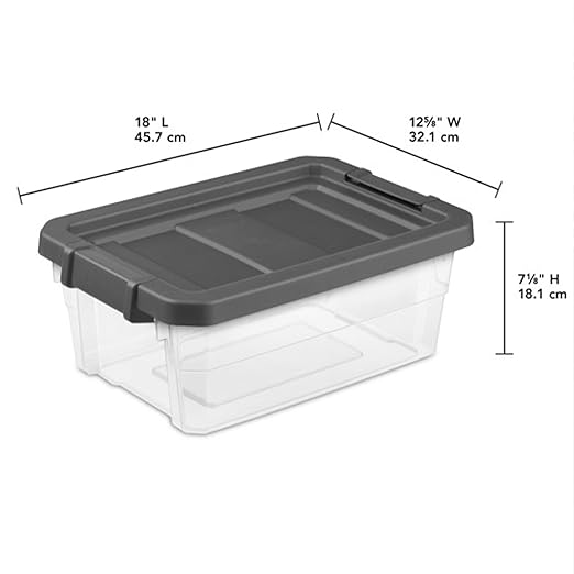 Sterilite 18-Pack Modular Stacker Box, Durable Clear Plastic Storage Bins with Latching Lids, 16 Quart - Stackable Organizing Container Boxes for Closet, Bathroom, and Office