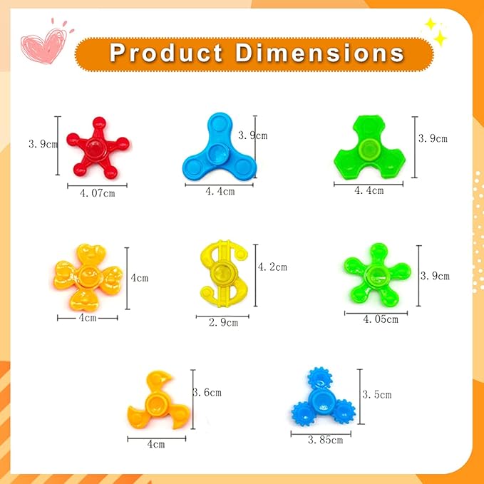 100 Pack Mini Fidget Spinner Toys,Stress Relief Sensory Toys,Birthday Party Favors Gifts for Kids Teens Adults,Christmas Stocking Goodie Bag Stuffers,Treasure Box Toys for Classroom Prizes Supplies