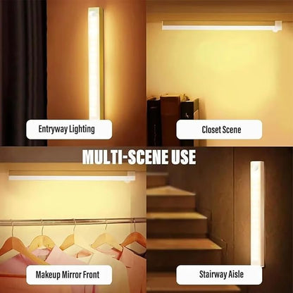 Under Cabinet Kitchen Lights, 2PCS Motion Sensor LED Dimmable Lamp, Magnetic Motion Sensor Light, Rechargeable LED Wardrobe Lights for Under Cabinet Closet Hallway Kitchen Bedroom Shelf Counter