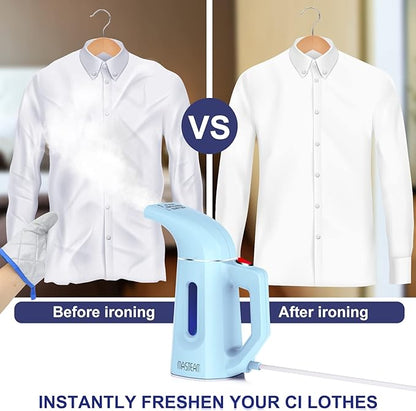 Steamer for Clothes Steamer,Handheld Shirt Steamer Hat Steamer for Home and Travel with Automatic Shut-Off Safety Protection, 180ML (Blue), H009, 8.28x3.54