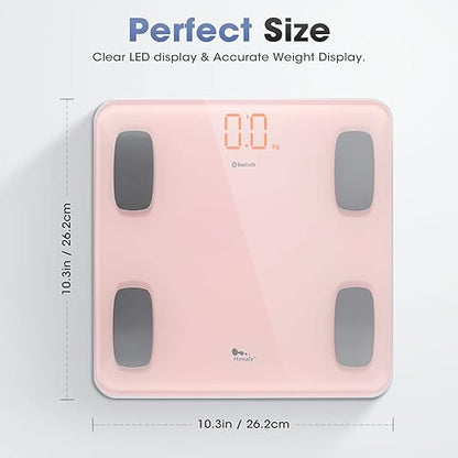 AGM Smart Scale for Body Weight, Digital Bathroom Weight Body Fat Scale, BMI Weighing Wireless Bluetooth Digital Scale, Body Composition Monitor with Smartphone App, 400lb/180KG Capacity (Pink)