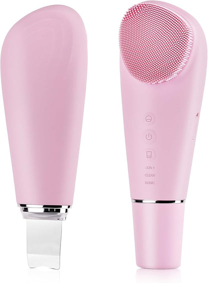 VRAIKO PorePure Silicone Face Scrubber | 2-in-1 Facial Cleansing Brush & Skin Spatula Duo | Blackhead Remover Pore Cleaner for Face & Nose | IPX7 Waterproof Exfoliating Massager Deep Cleansing