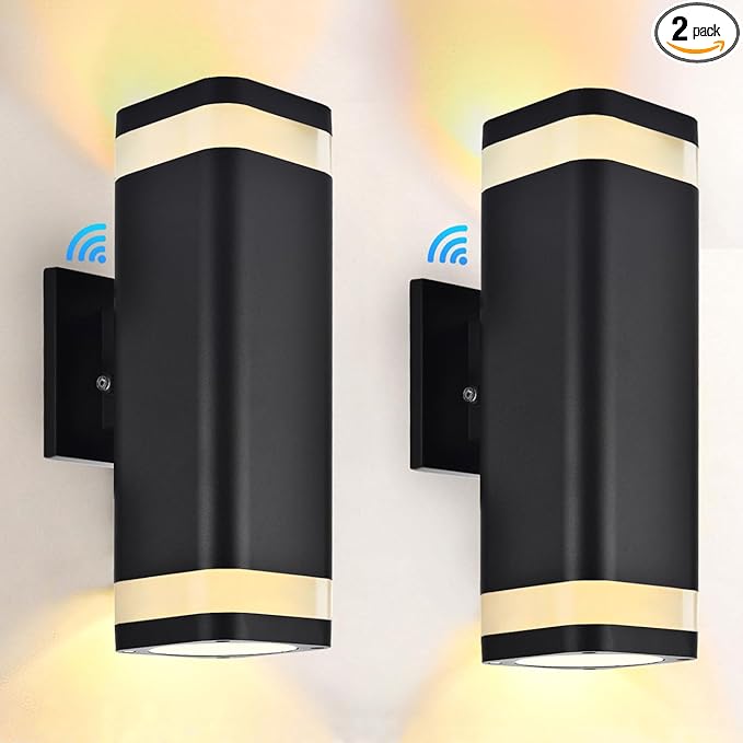 LED Outdoor Wall Sconce, Dusk to Dawn Outdoor Lighting Fixture, Modern Up Down Porch Lights ETL Listed, Aluminum Exterior Wall Lights for Garage Door,House,Patio 2 Pack