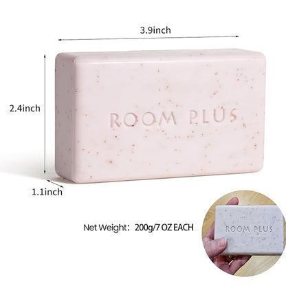 YESUN Fragrance Bar Soap,Big Brick of bath Soap (pack of 2,14ounce) ROOMPLUS-Floral Scent,Natural Soap,Made with Organic Oils, For Face, Body and Hair, Moisturizing Dry skin,Walnut powder exfoliates