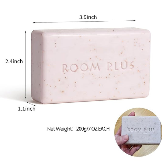 YESUN Fragrance Bar Soap,Big Brick of bath Soap (pack of 2,14ounce) ROOMPLUS-Floral Scent,Natural Soap,Made with Organic Oils, For Face, Body and Hair, Moisturizing Dry skin,Walnut powder exfoliates