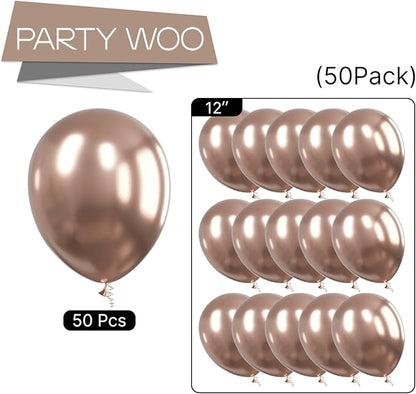PartyWoo, 50 pcs Champagne Gold Metallic Balloons, 12 Inch, Non-Toxic, Event Planners, Party Hosts, Birthday, Wedding Decorations