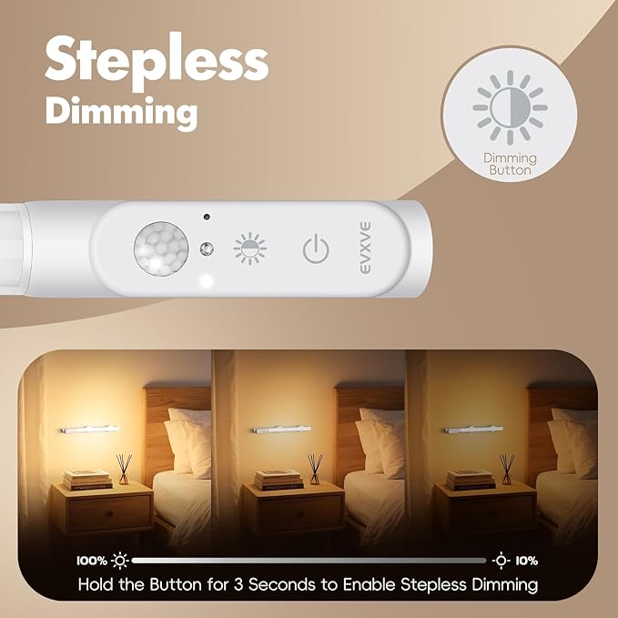Under Cabinet Lighting Wireless, 12" Rechargeable Motion Sensor Light Indoor, 180° Rotatable Closet Light & 3 Color & Stepless Dimmable, Magnetic Under Counter Lights for Kitchen Pantry Stairs(2 Pack)