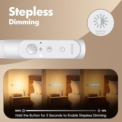 Under Cabinet Lighting Wireless, 12" Rechargeable Motion Sensor Light Indoor, 180° Rotatable Closet Light & 3 Color & Stepless Dimmable, Magnetic Under Counter Lights for Kitchen Pantry Stairs(2 Pack)