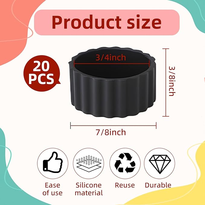 Silicone Candle Holder Base Stabiliser20pcs Candle Ring Gripper Wishing Rubber Washer Candlestick Silicone Ring Non-Slip.for Taper Candles and Candle Cups.Weddings and Home Decor Gifts.(Black)