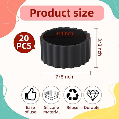 Silicone Candle Holder Base Stabiliser20pcs Candle Ring Gripper Wishing Rubber Washer Candlestick Silicone Ring Non-Slip.for Taper Candles and Candle Cups.Weddings and Home Decor Gifts.(Black)