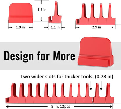 24 pcs Modular Magnetic Plier Organizers for tool boxes | Modular Plier holder for Mechanics, Technicians & DIY Toolboxes | Space-Saving & Quick-Access (Red)