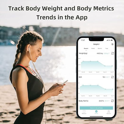 Smart Scale for Body Weight, Digital Bathroom Scale BMI Weighing Bluetooth Body Fat Scale, Body Composition Monitor Health Analyzer with Smartphone App (Black 263)