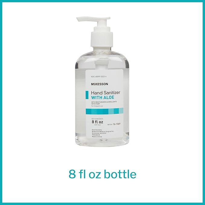 McKesson Hand Sanitizer Pump with Aloe, 8 oz [Pack of 24] Bulk, 62% Ethyl Alcohol