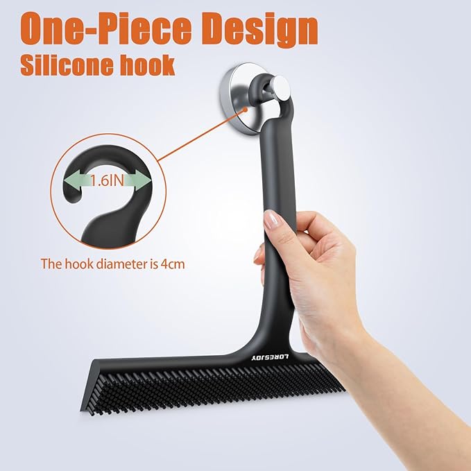 Shower Squeegee for Glass Doors, Squeegee for Shower Glass, 2 in 1 Shower Wiper, Bathroom Squeegee for Shower, Cleaning Tile Wall, Car, 10 Inch Black