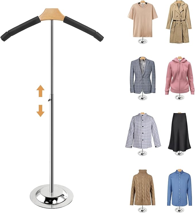 20-35 Inch Height Adjustable Shirt Display Stand, T Shirt Display Stand for Vendors, Shirts Rack for Clothing Dress Garment Coat Retail (Black, 1 Pcs)
