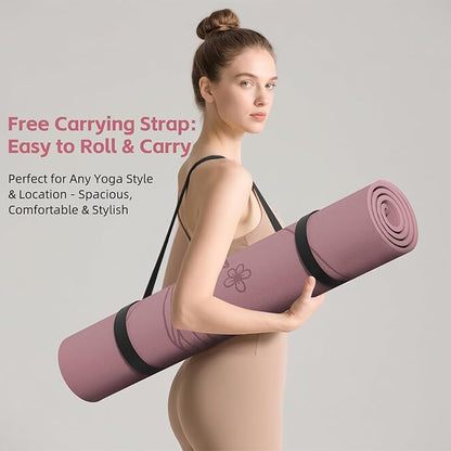 Large 76"x40"x0.4" Yoga Mat - Extra Width & Thick Non-Slip Exercise Mat, Versatile for Stretching, Yoga Studio, Gym, Home & Indoor/Outdoor Workouts