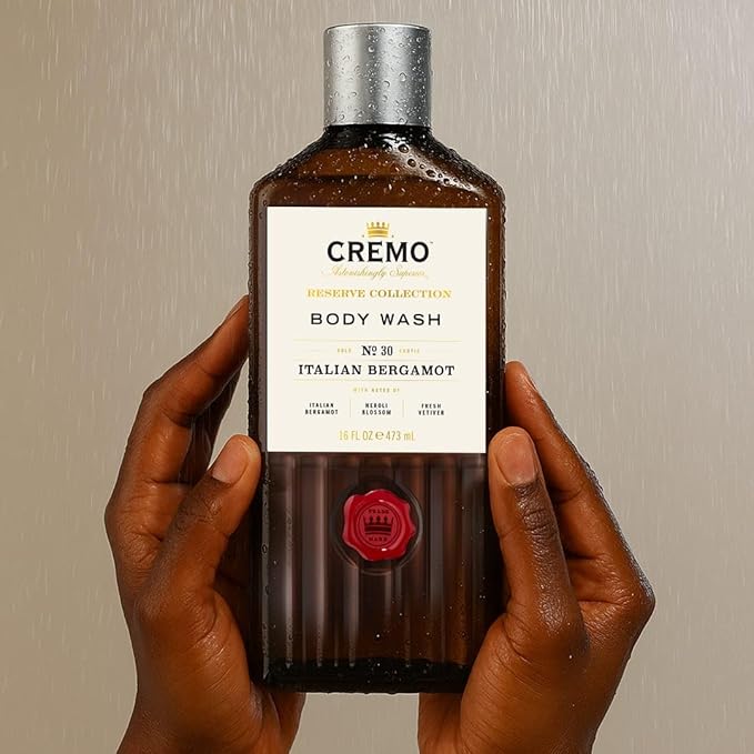 Cremo Body Wash Men, Notes of Italian Bergamot, Neroli Blossom, and Fresh Vetiver, Rich-Lathering Italian Bergamot, 16 Fl Oz