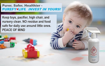 Baby Everything Cleaner (16oz + Concentrate Makes 80oz) Hypoallergenic. Hypochlorous Technology. No Residue. Unscented. No Rinse. Baby Safe cleaner for Toys, Pacifier, High Chair, and Nursery. Fine Spray for Everywhere Everything.