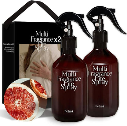 hetras Multi Fragrance Life Spray 10.14 fl oz x 2 Pack | Grapefruit Scent | Non-Aerosol Odor Freshener Room Mist for Room, Closet, Fabric | Infused with Essential Oils